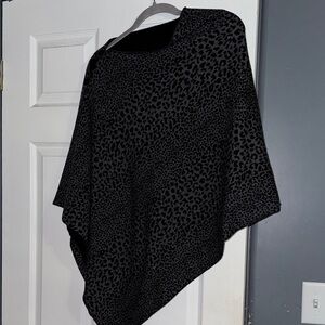 100% Wool Poncho Cape, Asymmetrical,  Leopard Print